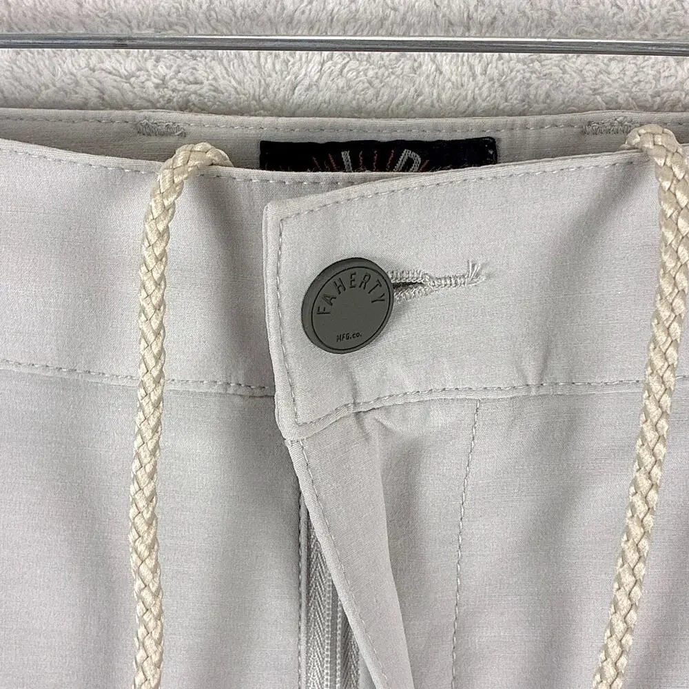 Faherty Shorts Mens 35 Gray All Day Performance Drawstring Stretch Preppy Beach
